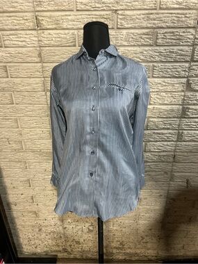 NWT Vintage Women's Long Sleeve Button-Up Shirt Striped Size 4 Made In USA 1980s